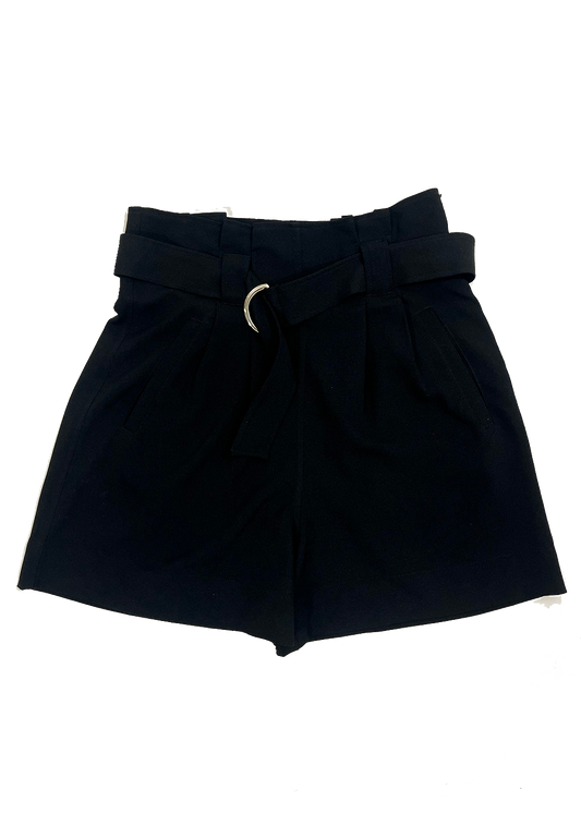 Paperbag Waist Belted Crepe Shorts / Size 38