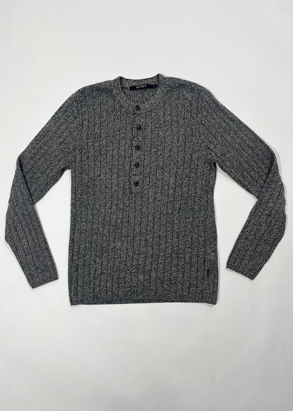 Textured Knit Henley Sweater / Size M