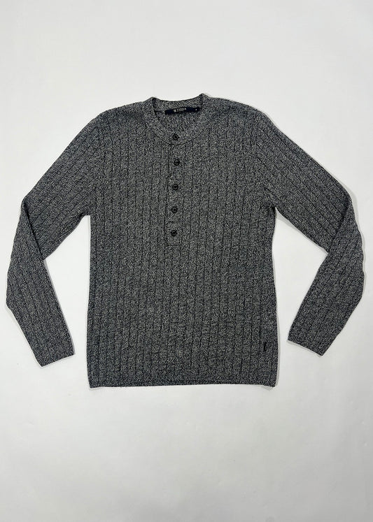 Textured Knit Henley Sweater / Size M