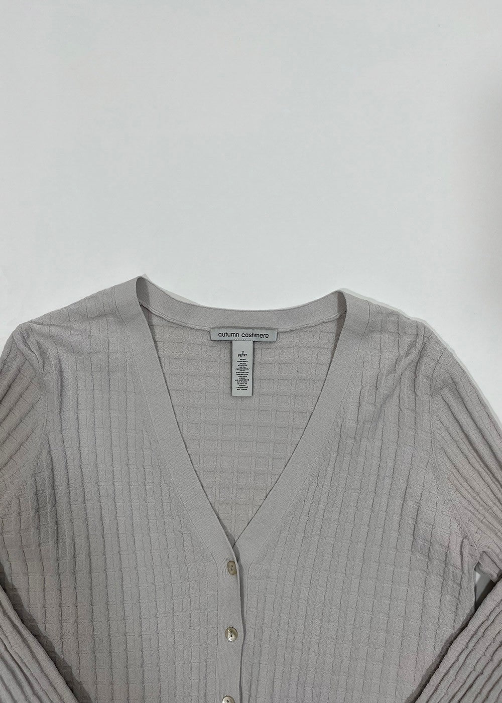 Grid Textured V-Neck Cardigan Top / Size S