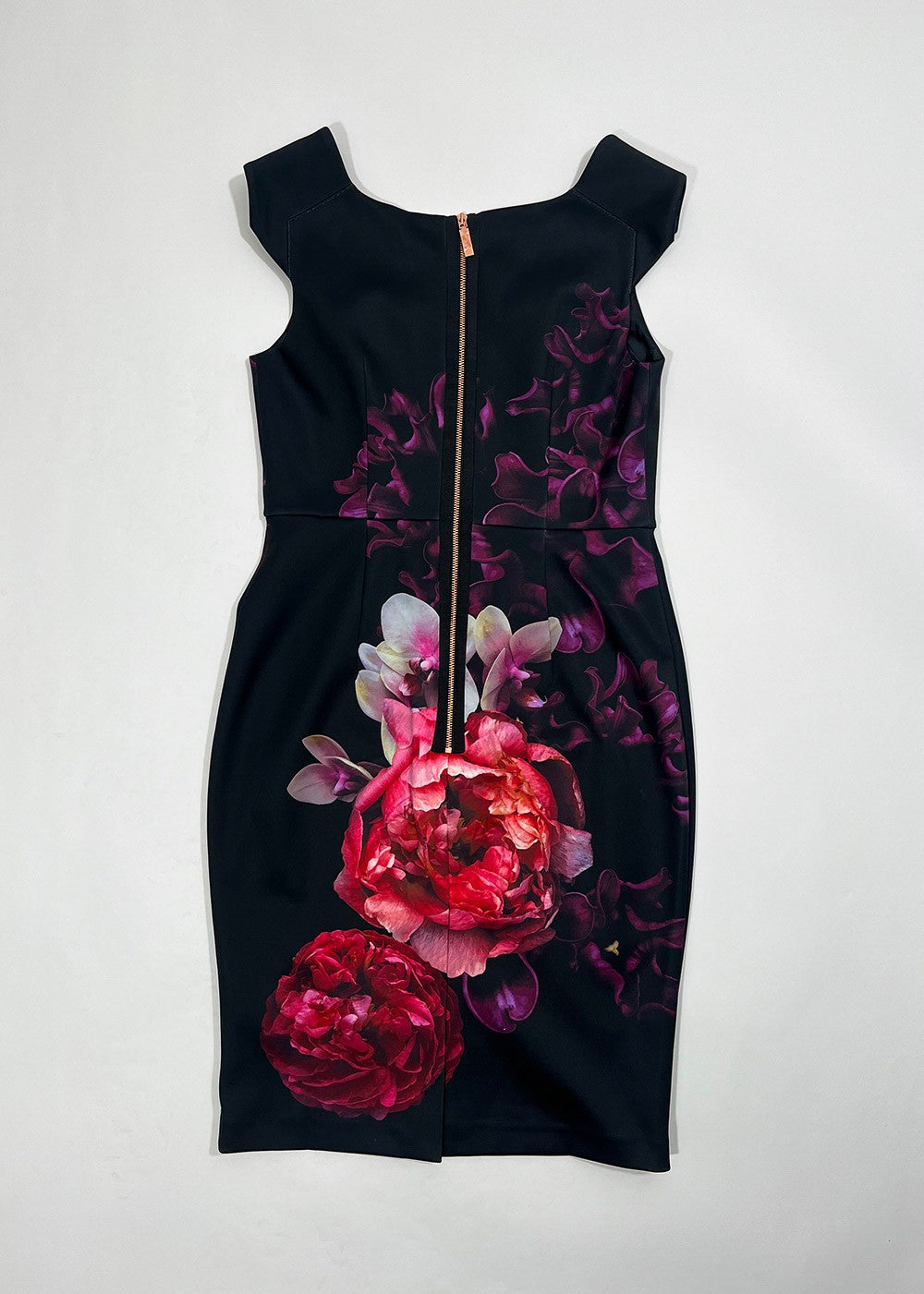'Semanj' Black Floral Dress / Ted Size 4 US Size 10