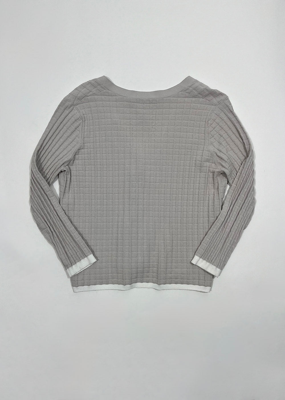 Grid Textured V-Neck Cardigan Top / Size S