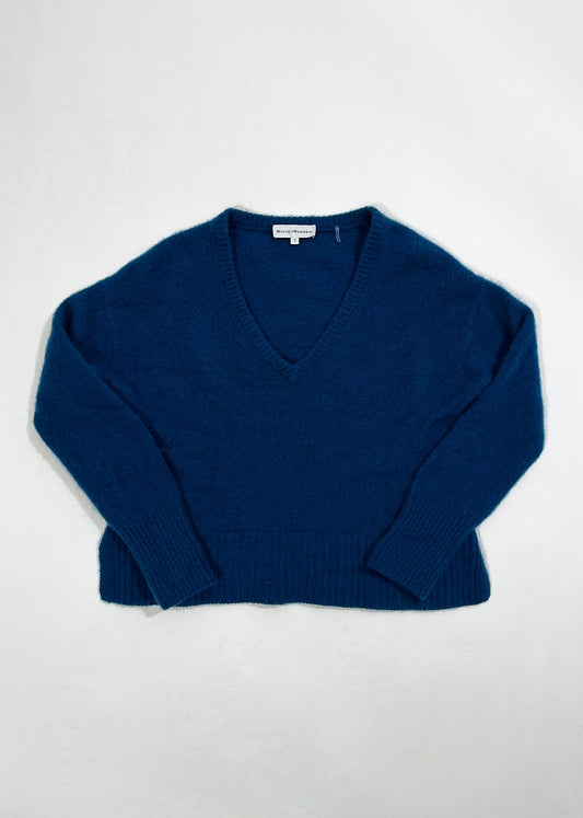 Blue V-Neck Cashmere Sweater / Size S