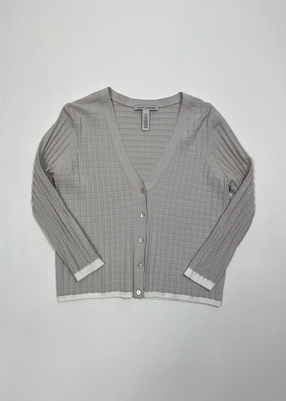 Grid Textured V-Neck Cardigan Top / Size S