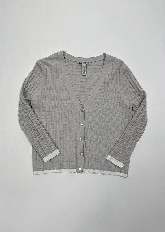 Grid Textured V-Neck Cardigan Top / Size S