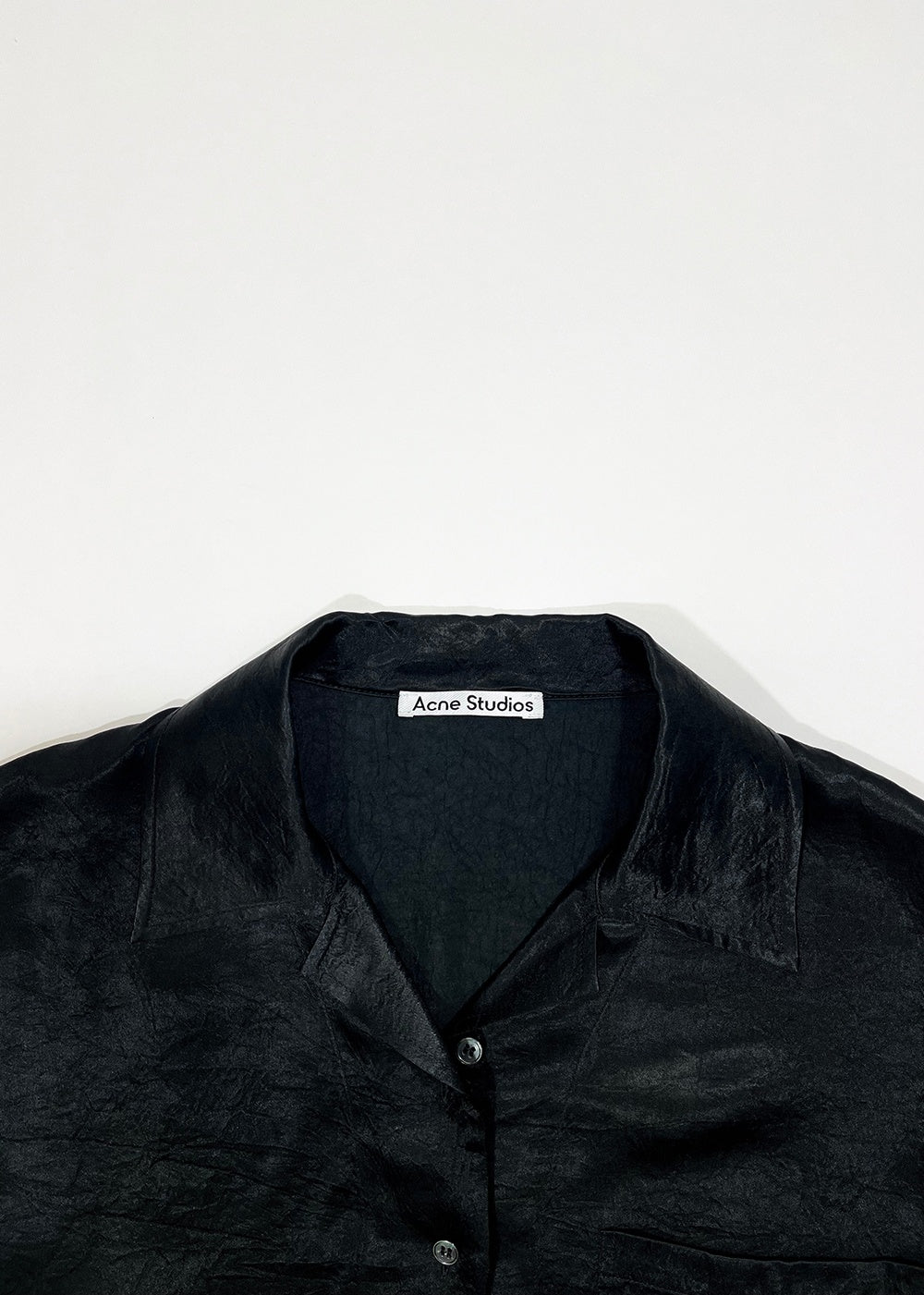 Short Sleeve Satin Blouse Black / Size 36