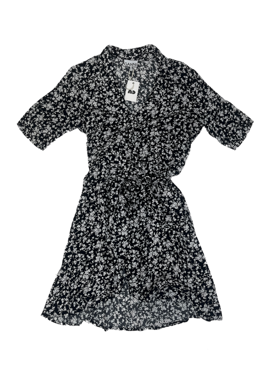 Floral Print Wrap Dress Black/White / Size 8