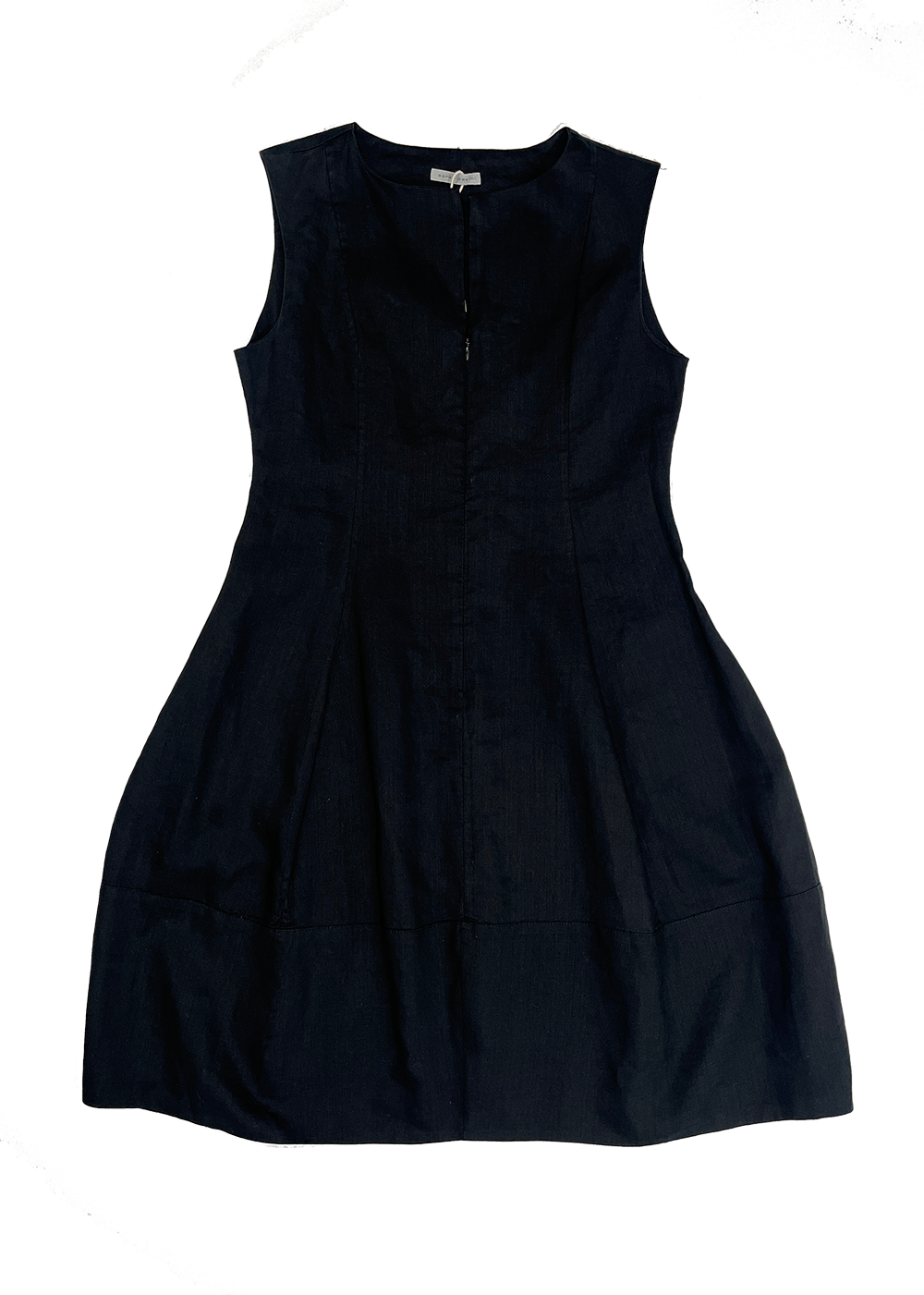Sleeveless Zip Front Linen Dress Black / Size M