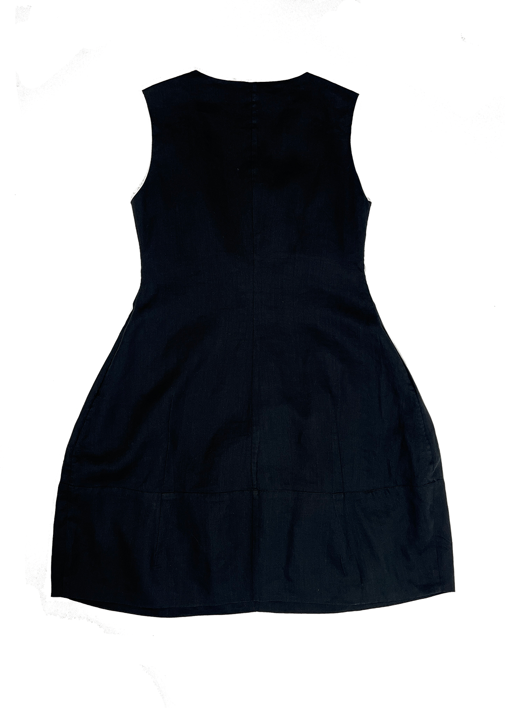 Sleeveless Zip Front Linen Dress Black / Size M