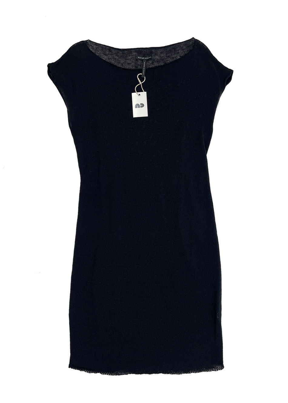 Knit Linen Blend Dress Black/White / One Size