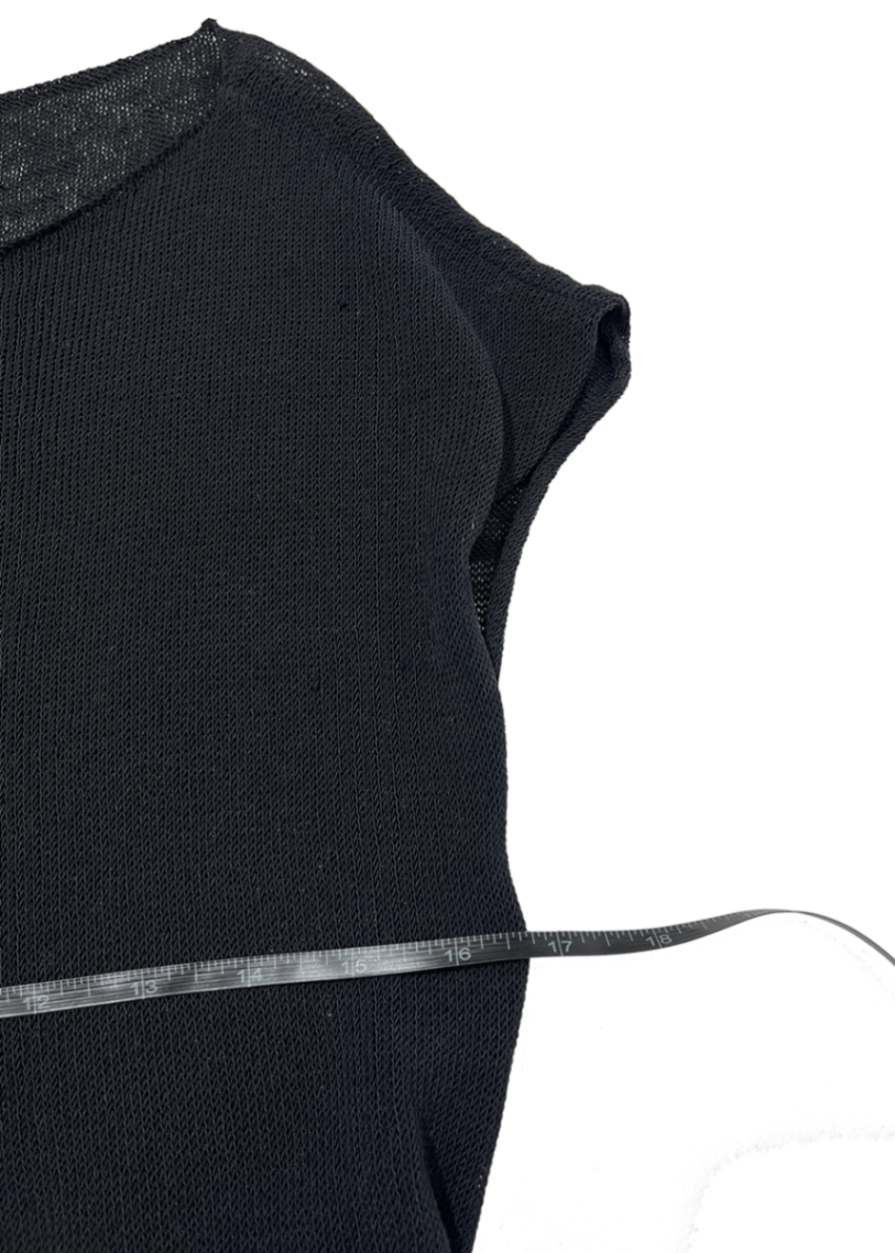Knit Linen Blend Dress Black/White / One Size