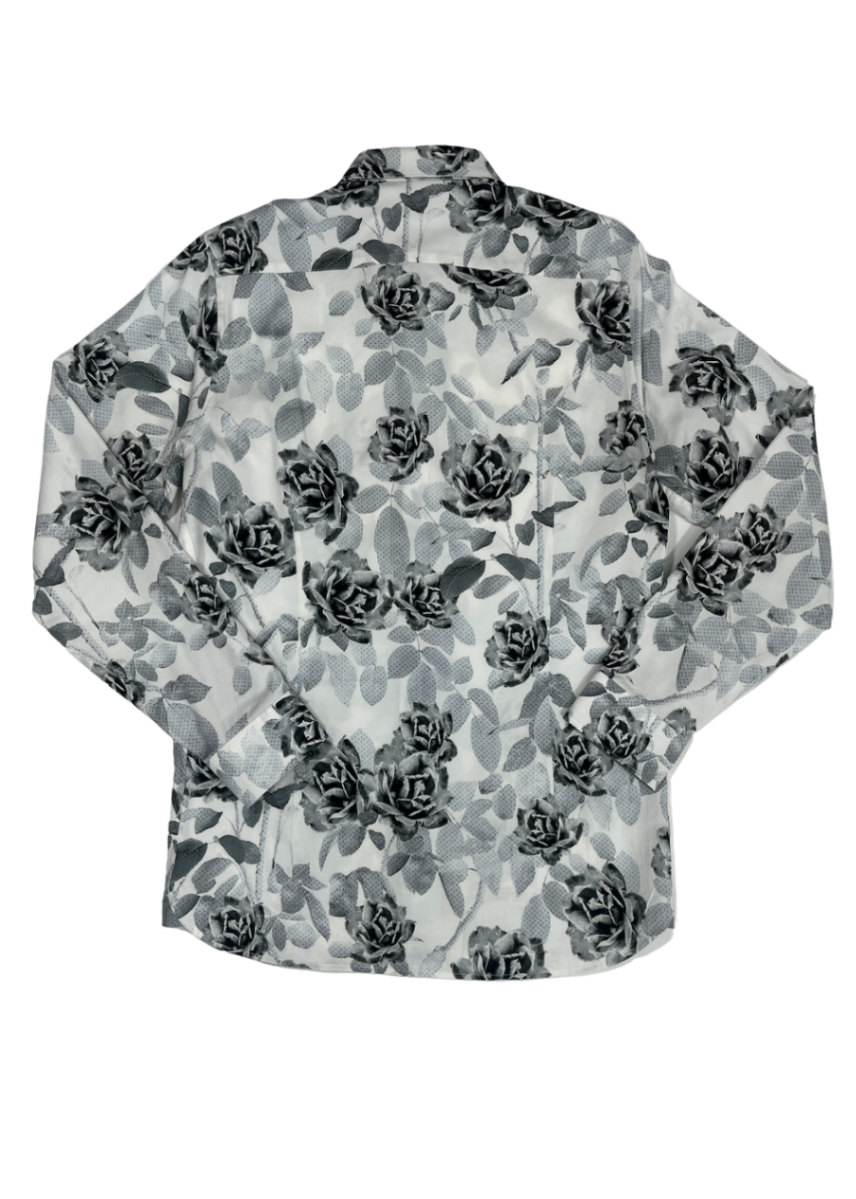 White Floral Button Up Shirt / Size M