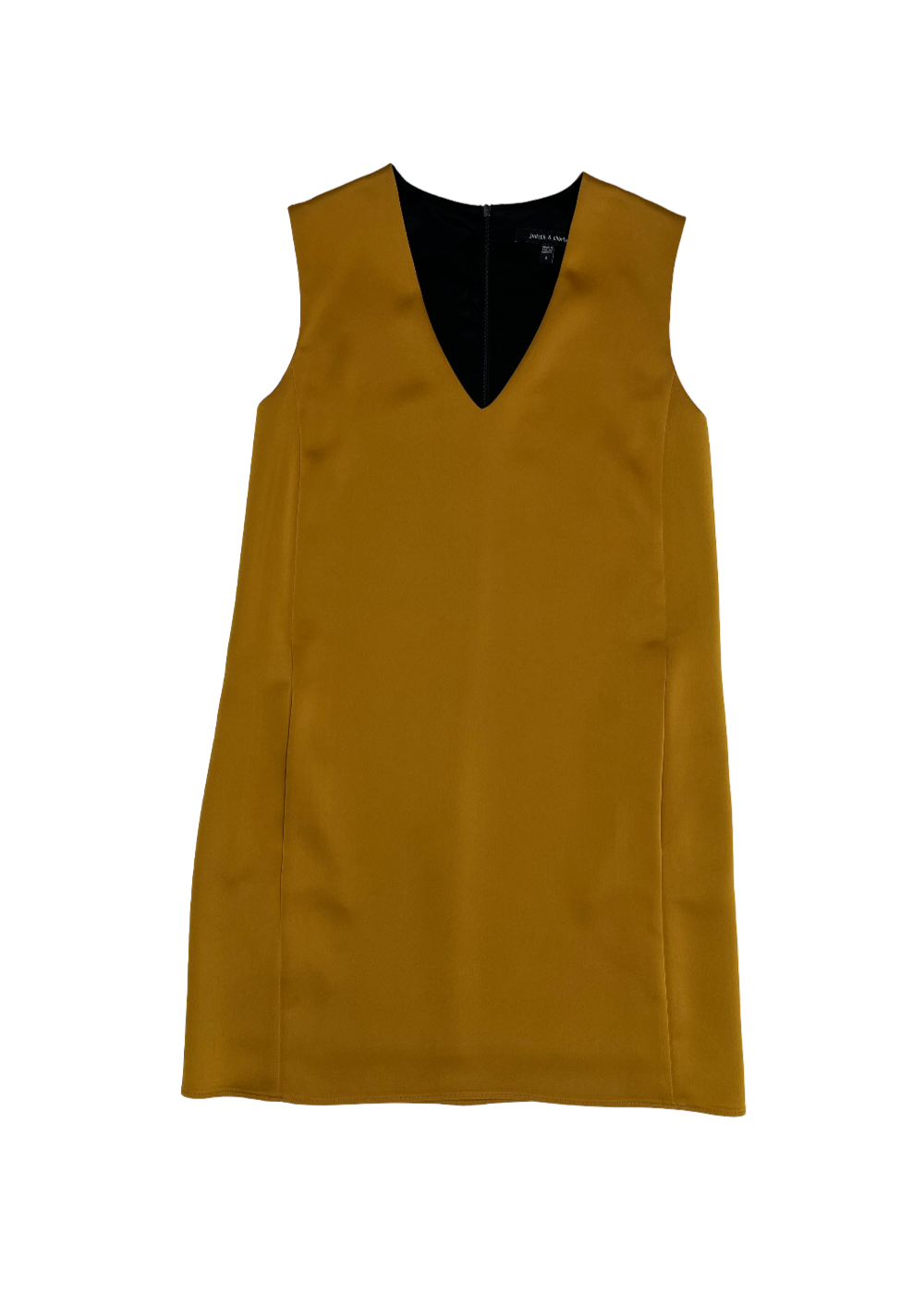Gold V-Neck Mini Dress / Size 2