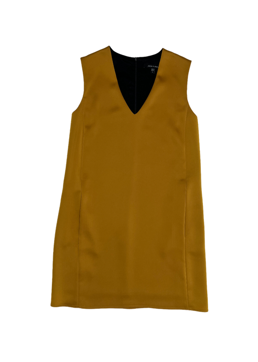 Gold V-Neck Mini Dress / Size 2