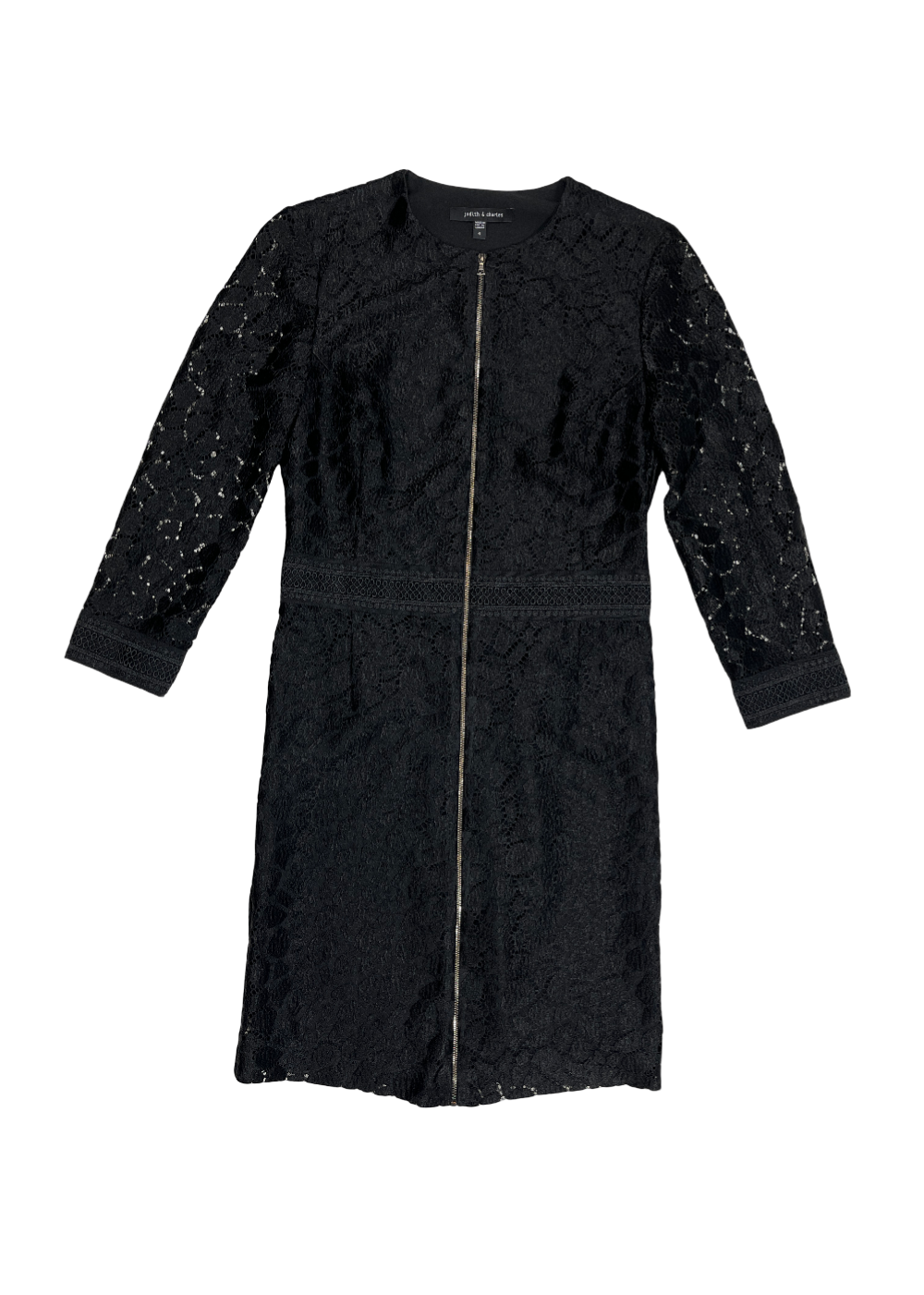 Zip Front Lace Dress Black / Size 4