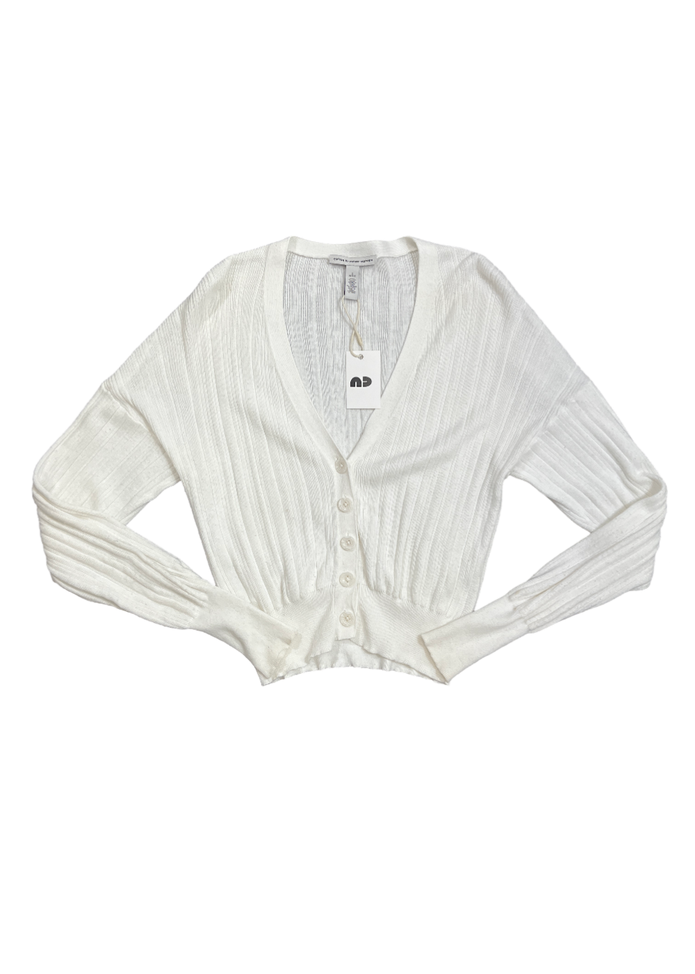 Cotton Ribbed Cardigan Sweater / Size S