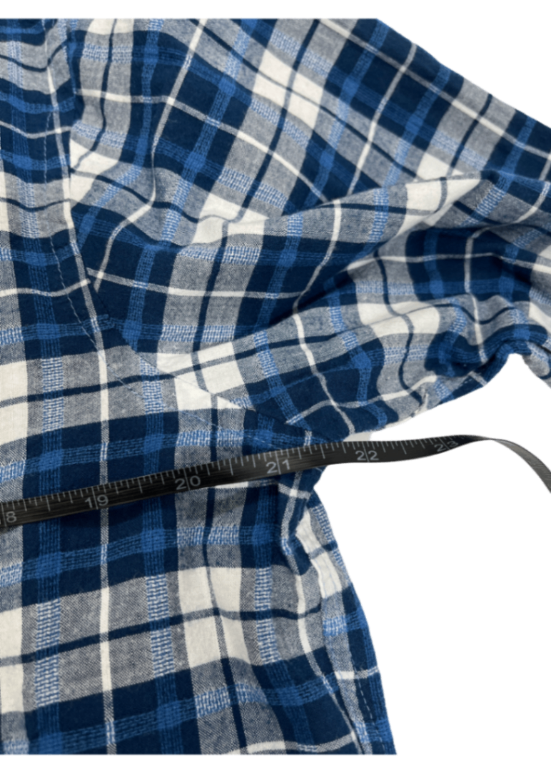 Raised Dobby Plaid Shirt Blue / Size XL