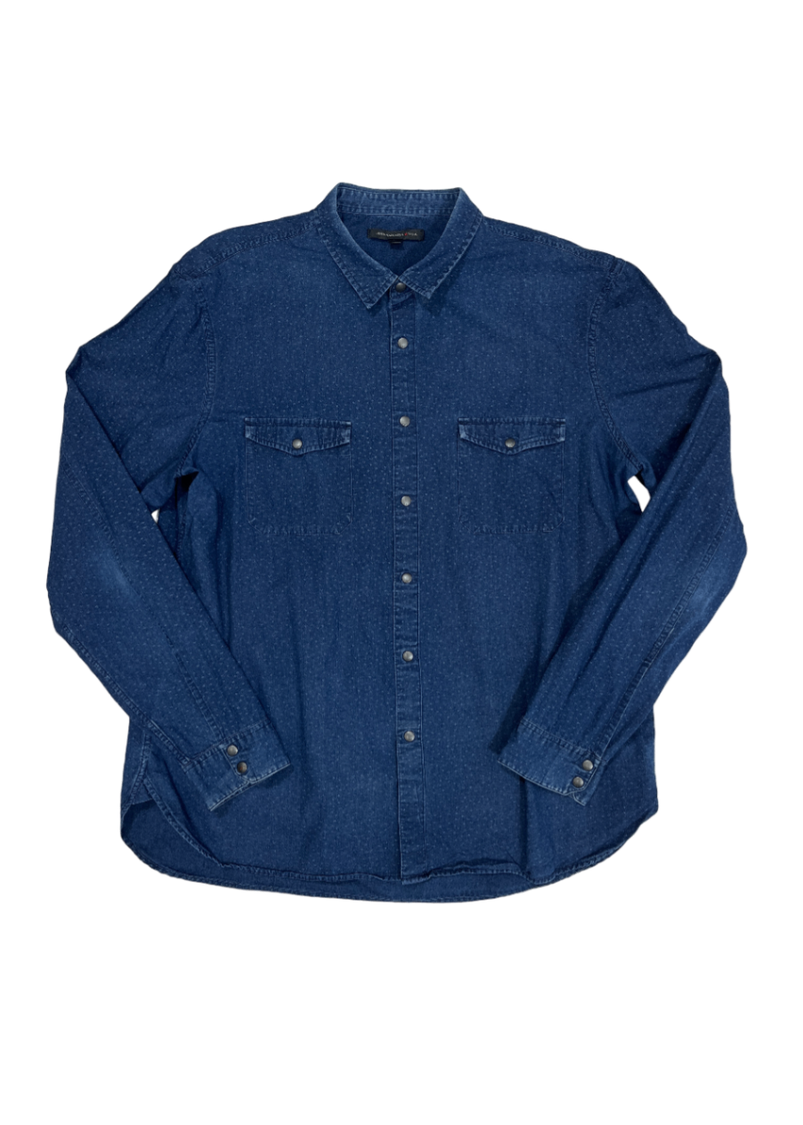 Printed Denim Shirt / Size XL
