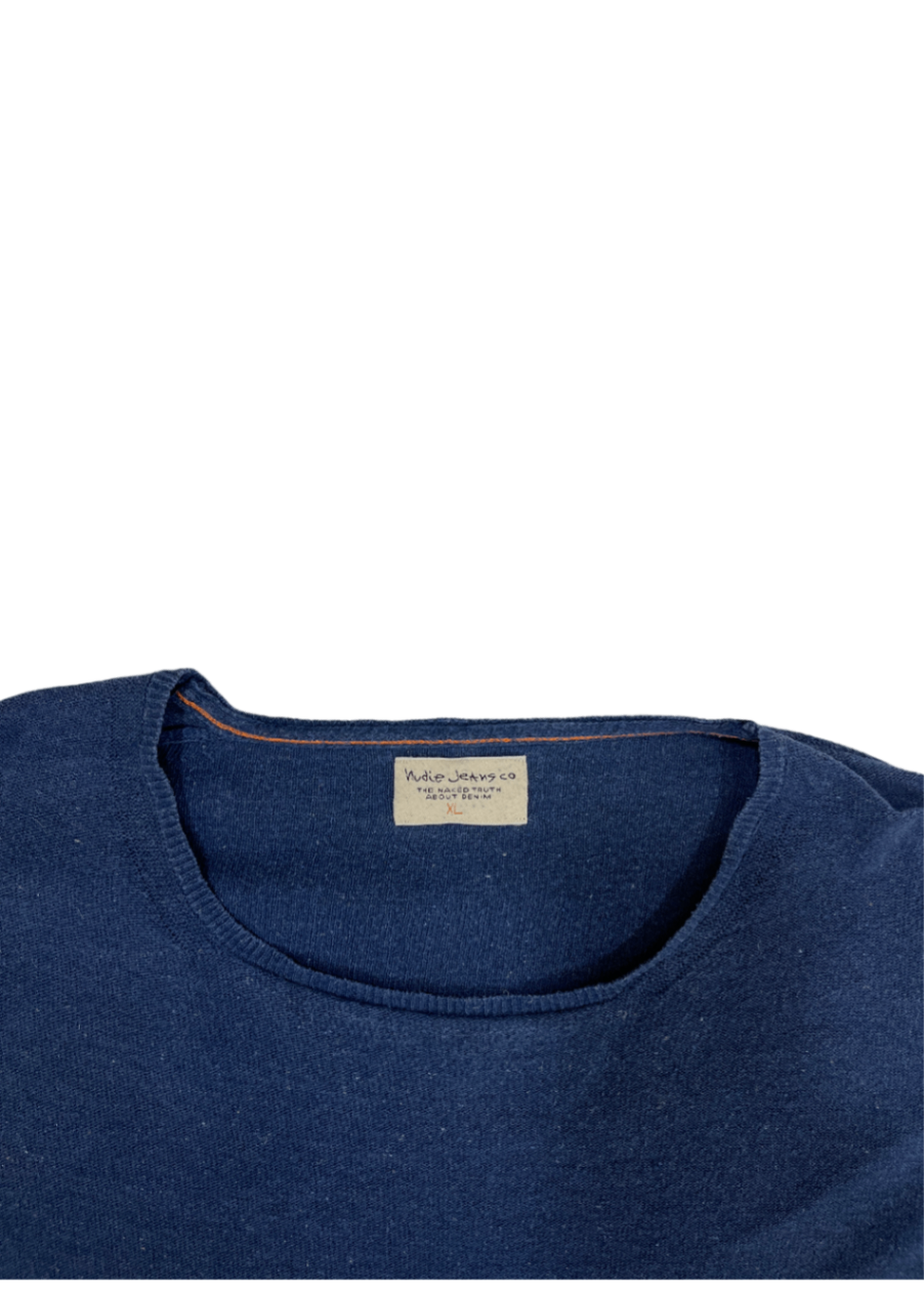 Blue Slub Long Sleeve T-Shirt / Size XL