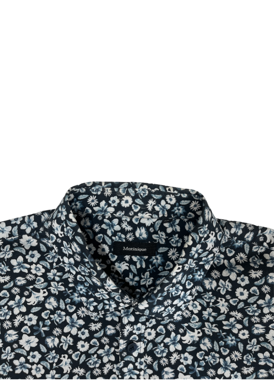 Long Sleeve Blue Floral Shirt / Size XL
