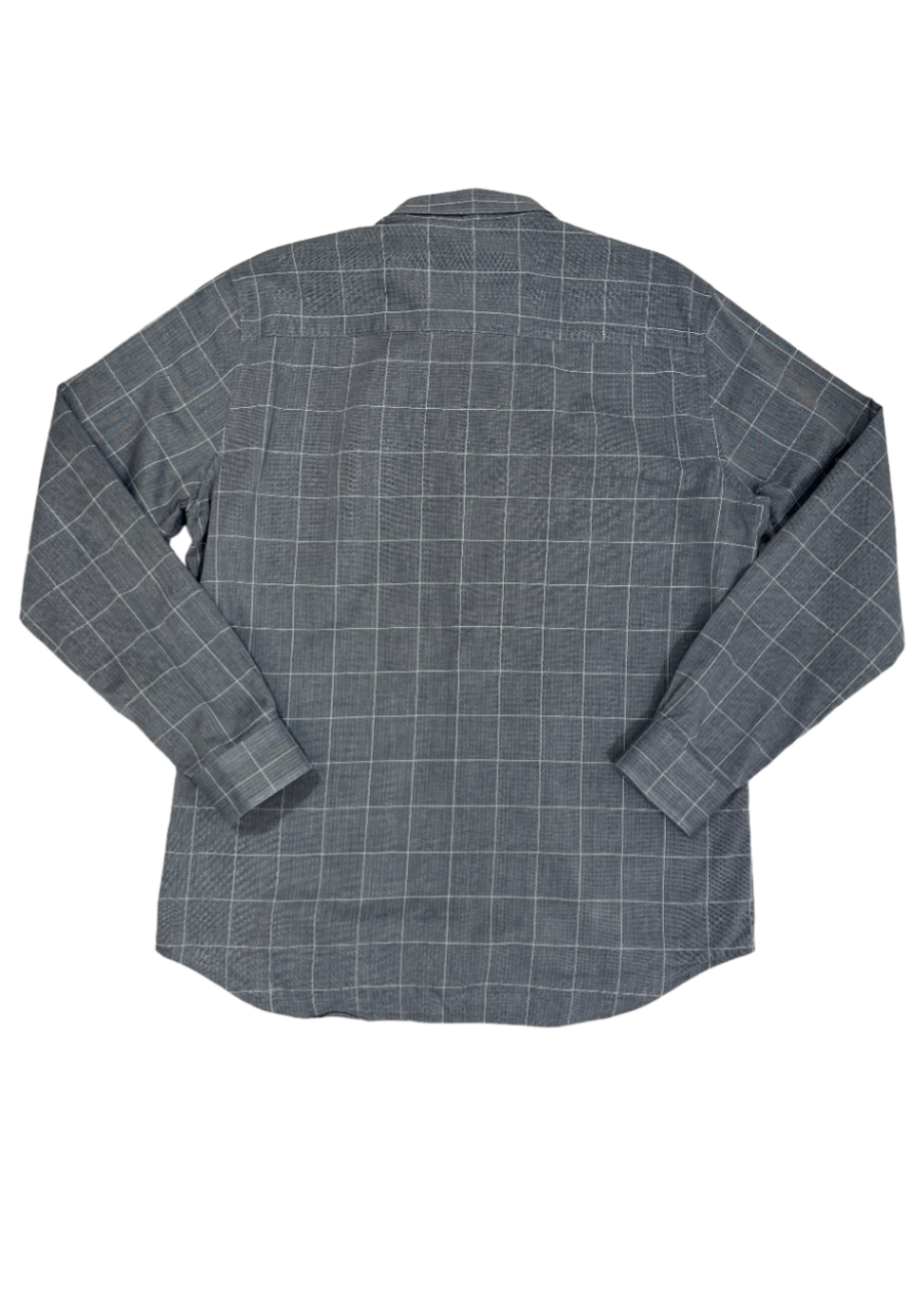 Grey Herringbone Windowpane Shirt / Size XL