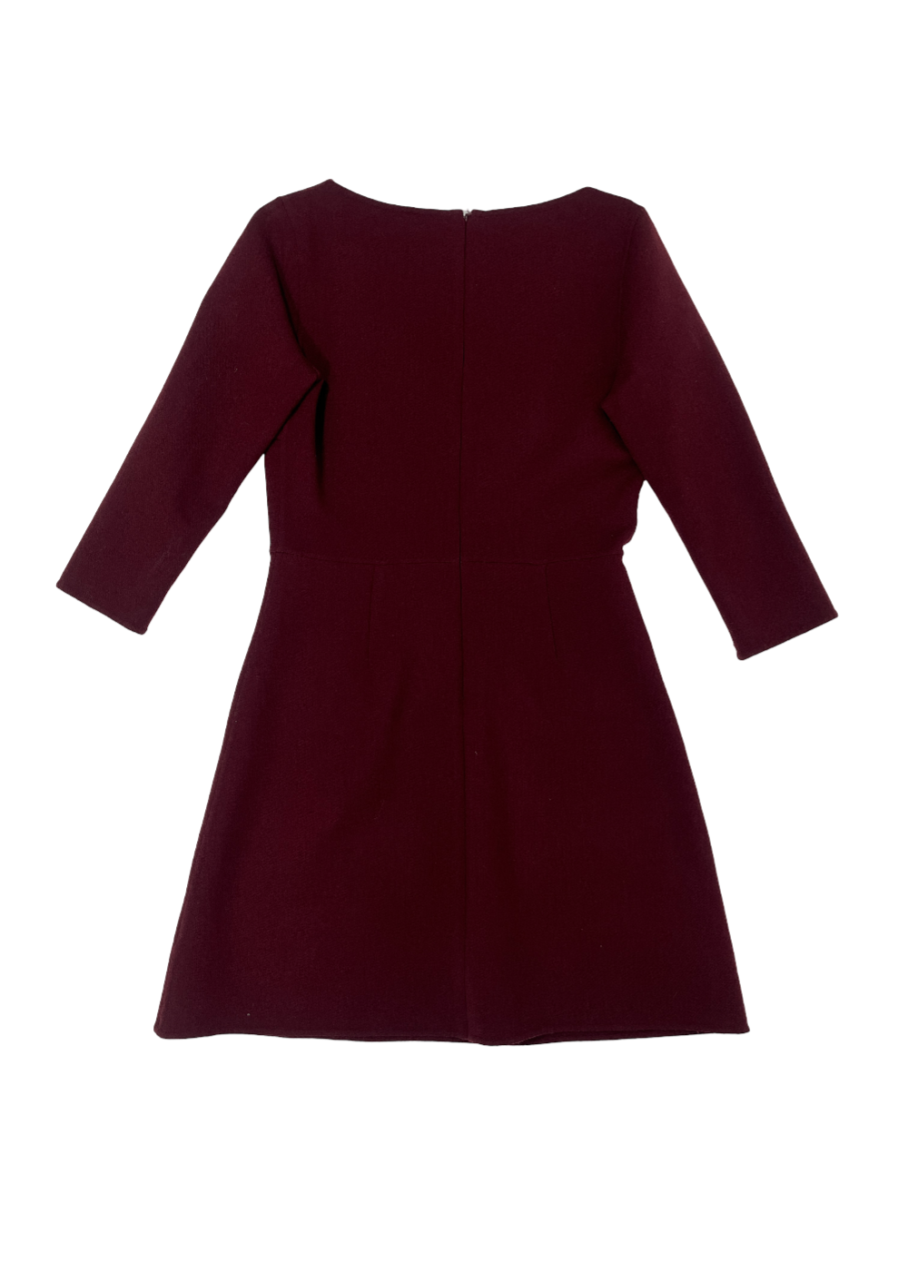 Stretch Wool 3/4 Sleeve Dress Burgundy / Size 8