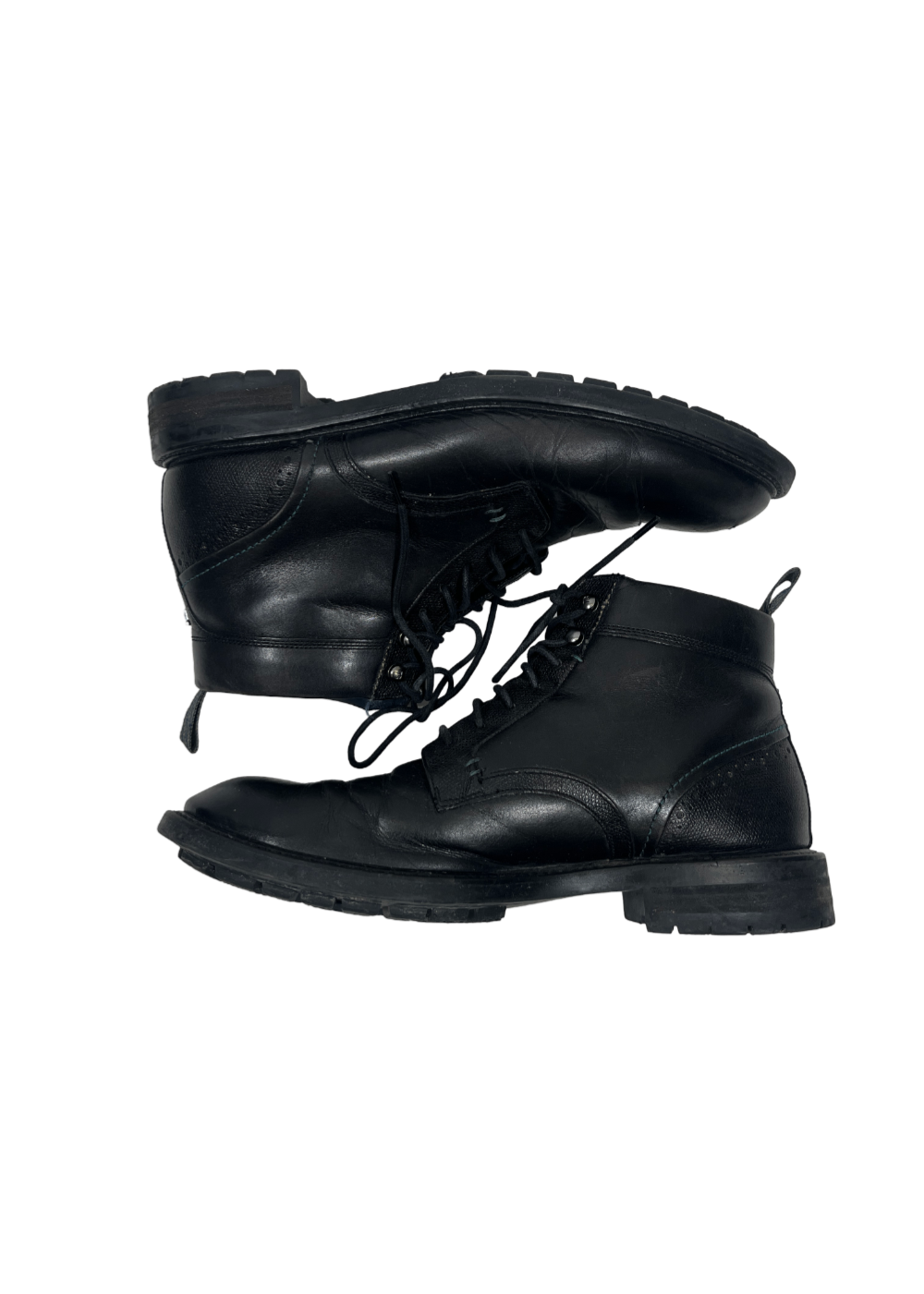 Black Lug Sole Leather Boot / Size 10