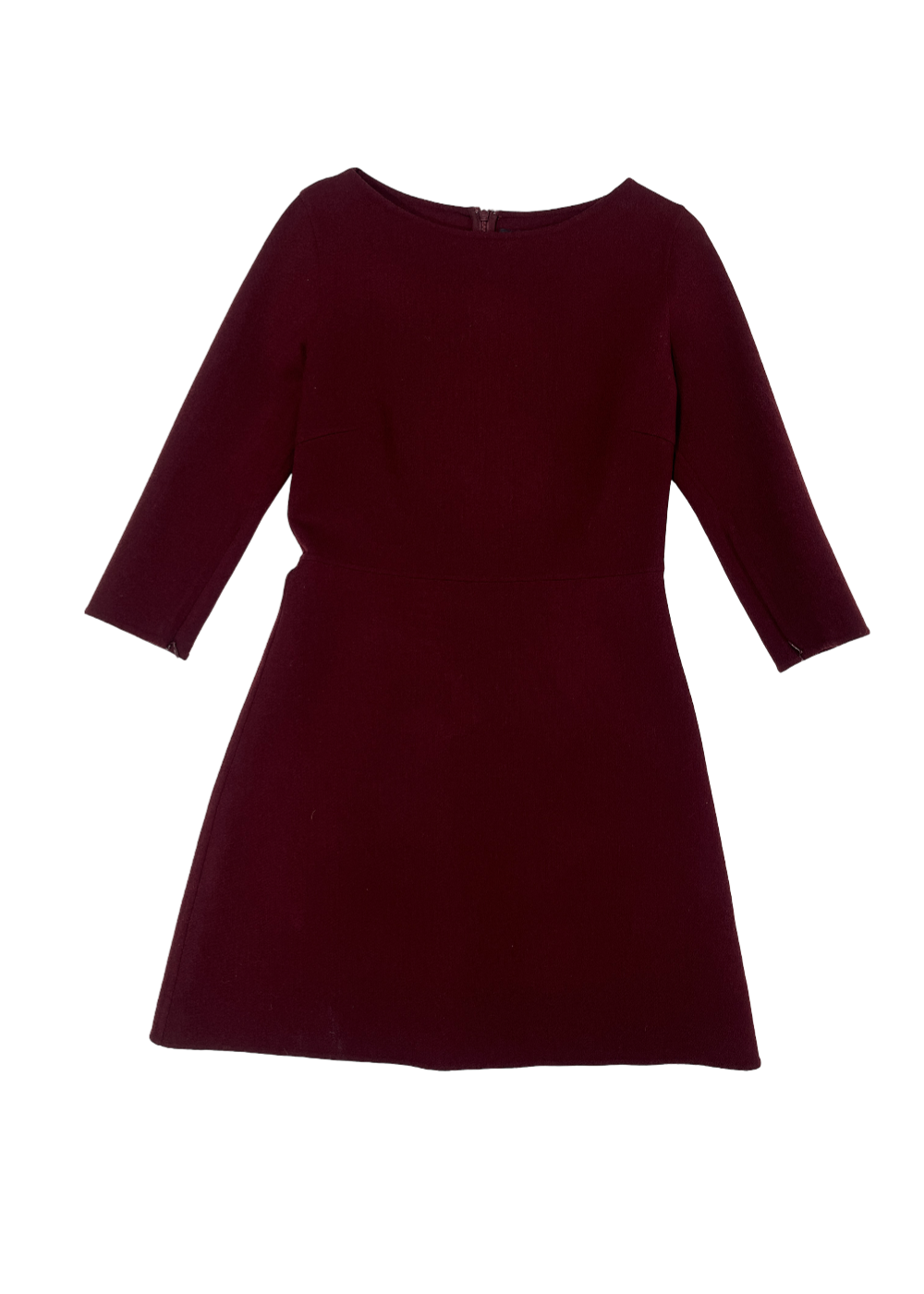 Stretch Wool 3/4 Sleeve Dress Burgundy / Size 8