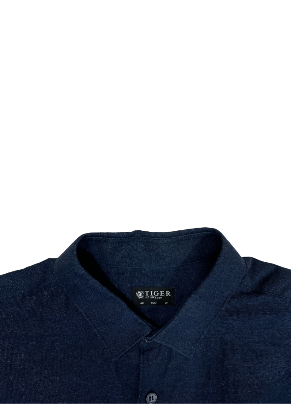 Short Sleeve Cotton Linen Shirt Blue / Size 43