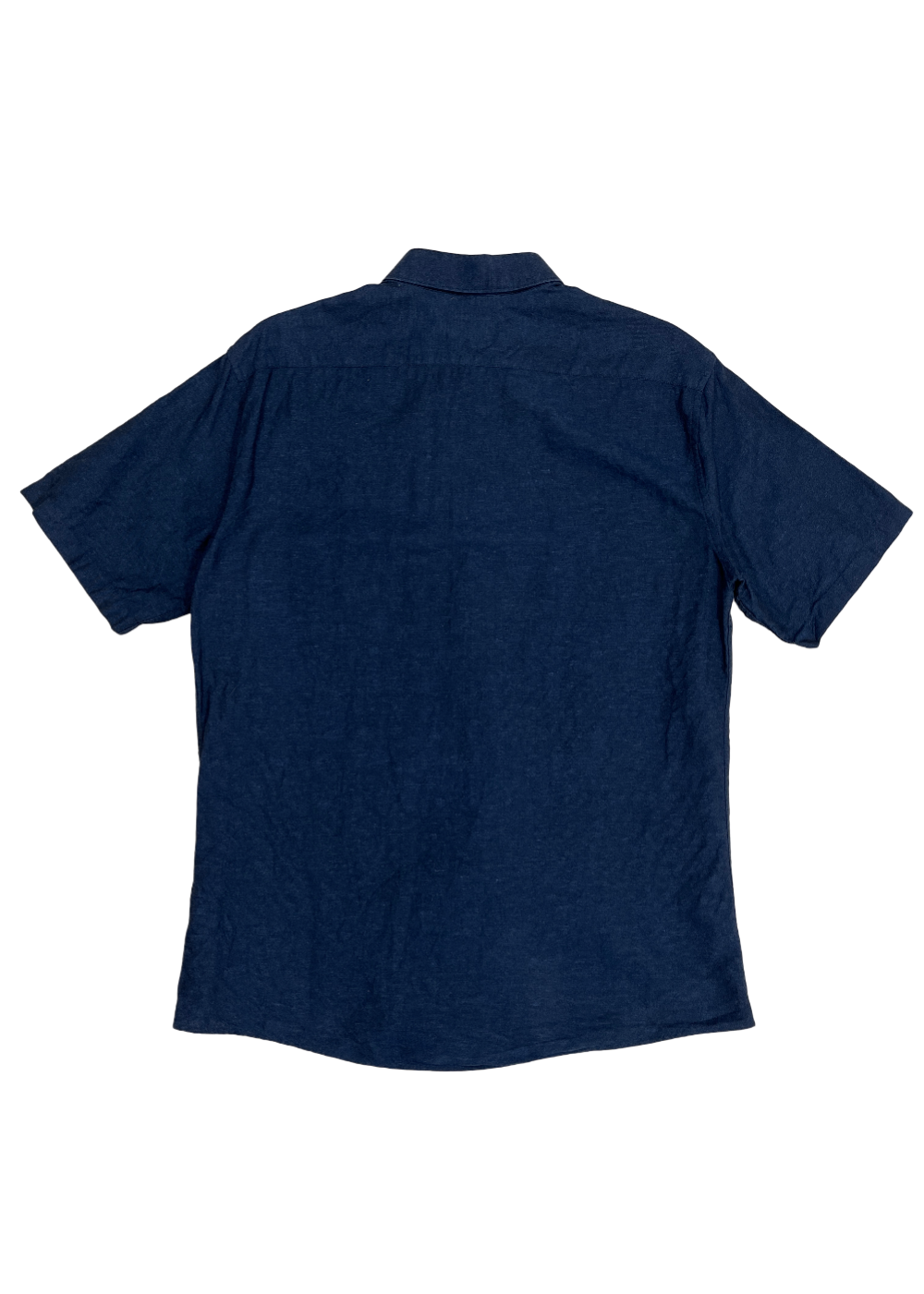 Short Sleeve Cotton Linen Shirt Blue / Size 43