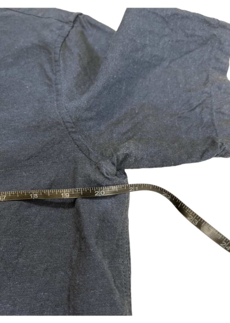 Short Sleeve Cotton Linen Shirt Blue / Size 43