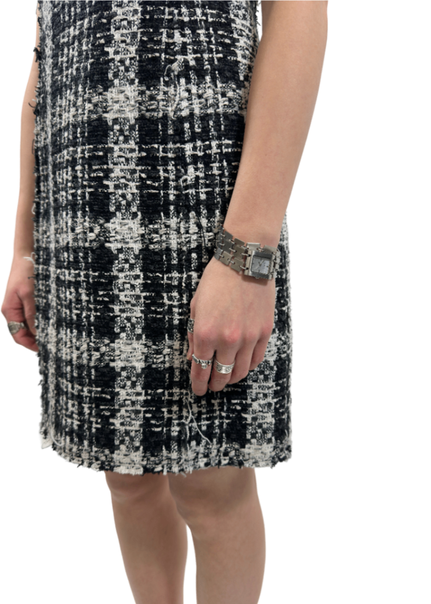 Sculpt U-Neck Black/White Tweed Dress / Size 4