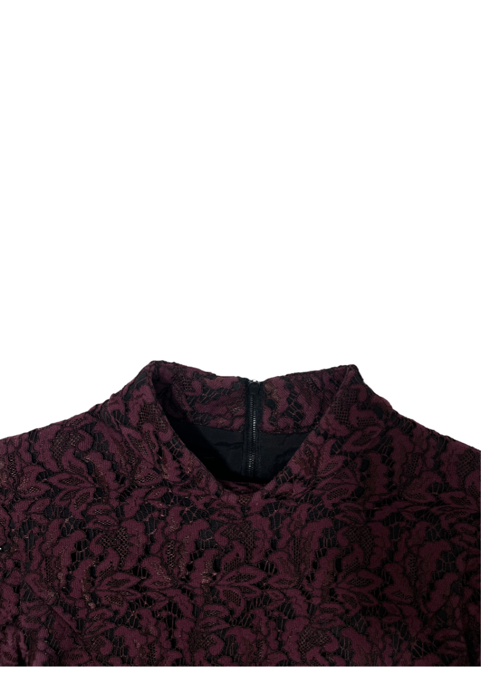 Long Sleeve Mockneck Lace Dress Burgundy / Size 4