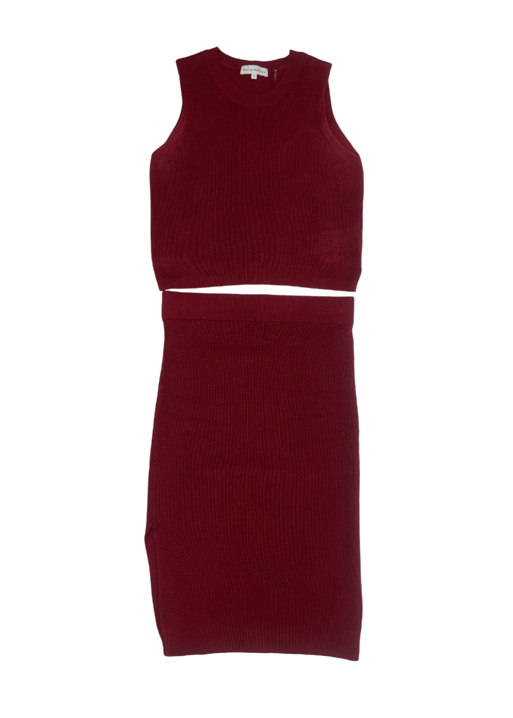 Cotton Silk Ribbed Pencil Skirt Deep Red / Size M