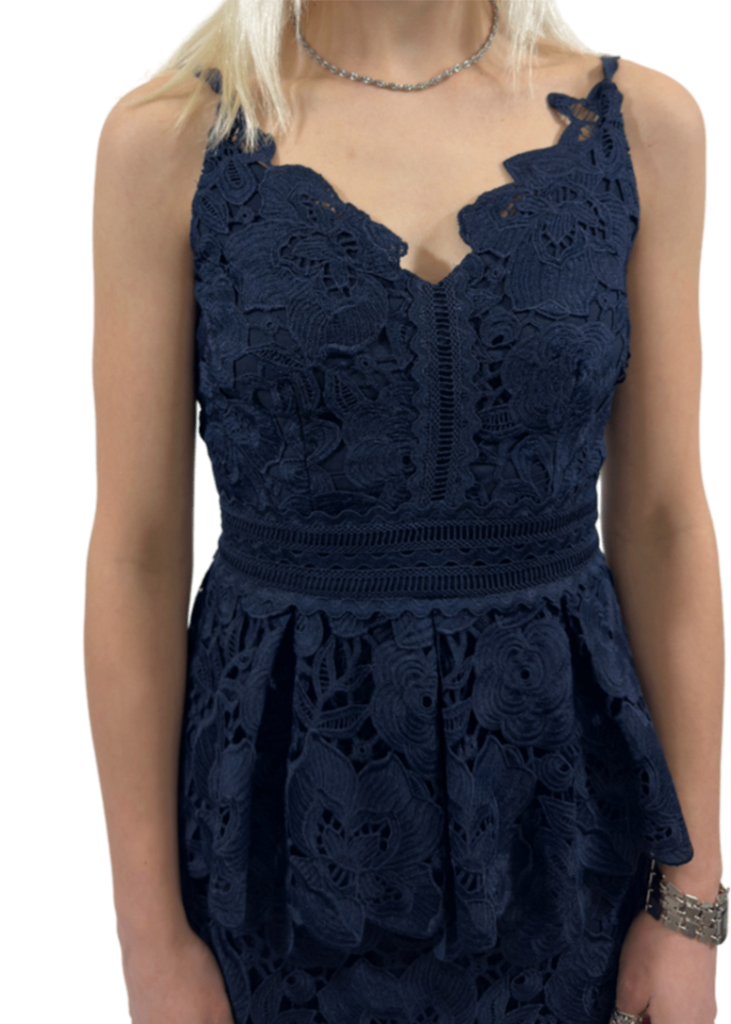 'Nadiie' Lace Peplum Dress Navy / Size 1 (S)