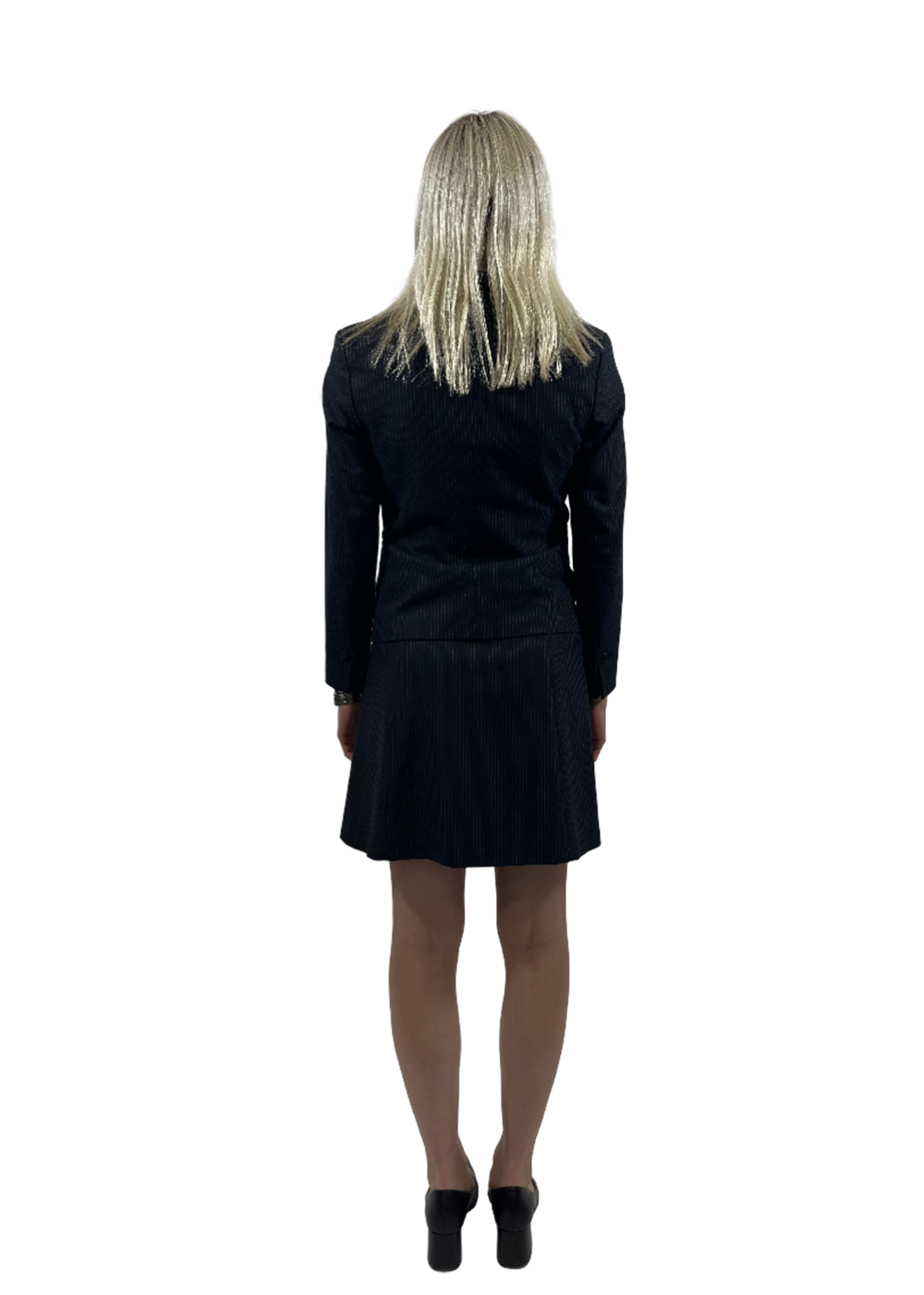 Isazo Navy Chalk Stripe Skirt / Size 36