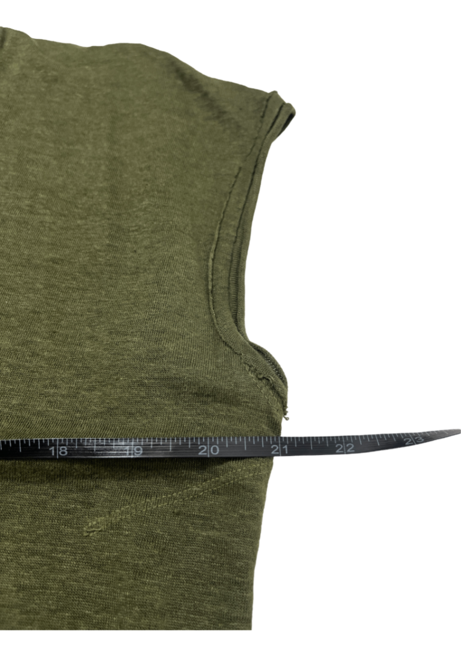 Scoop Neck Linen T-Shirt Olive / Size S