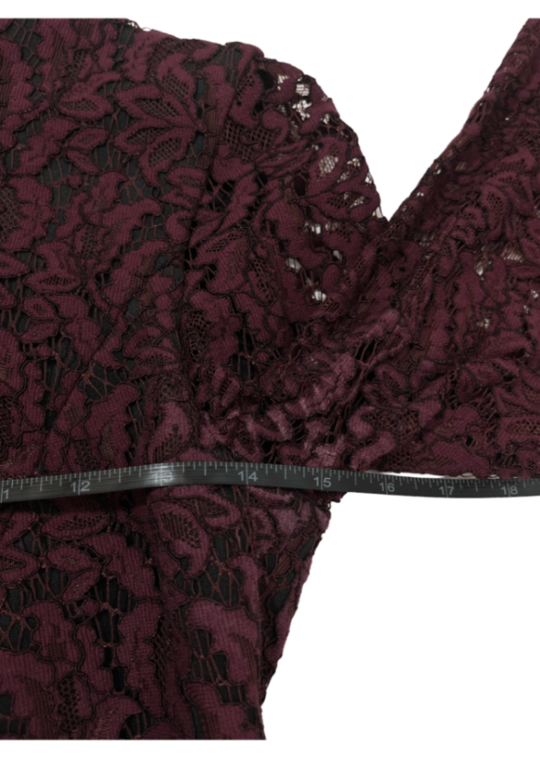 Long Sleeve Mockneck Lace Dress Burgundy / Size 4