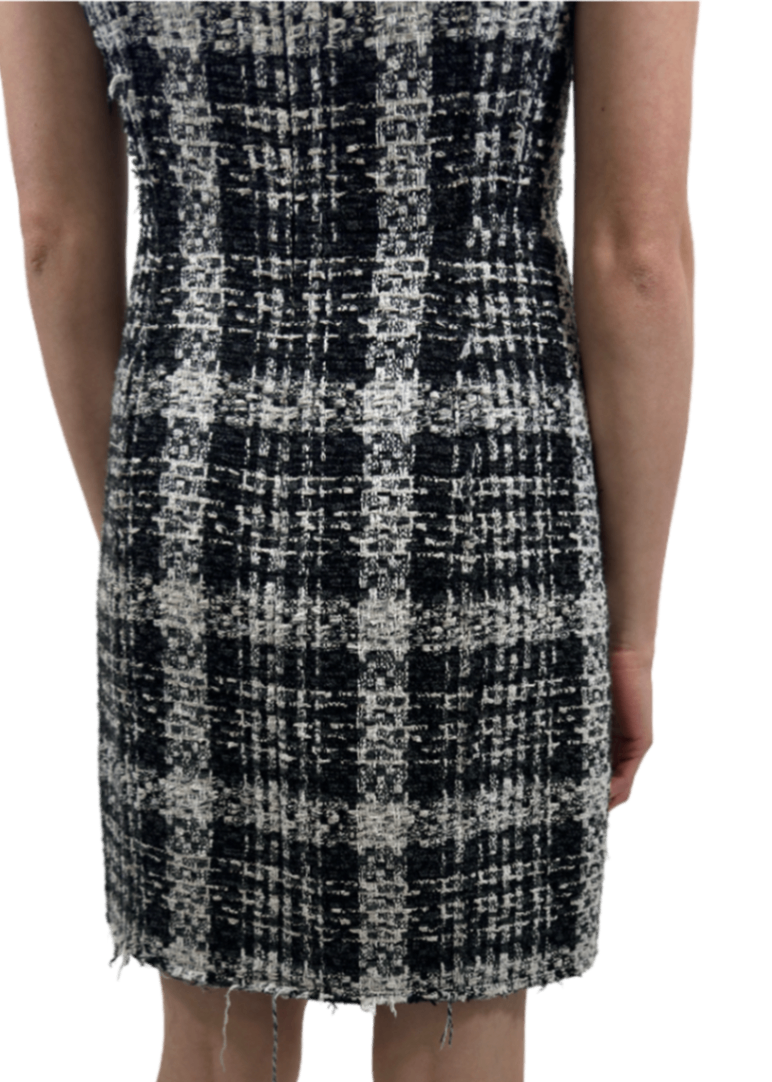 Sculpt U-Neck Black/White Tweed Dress / Size 4