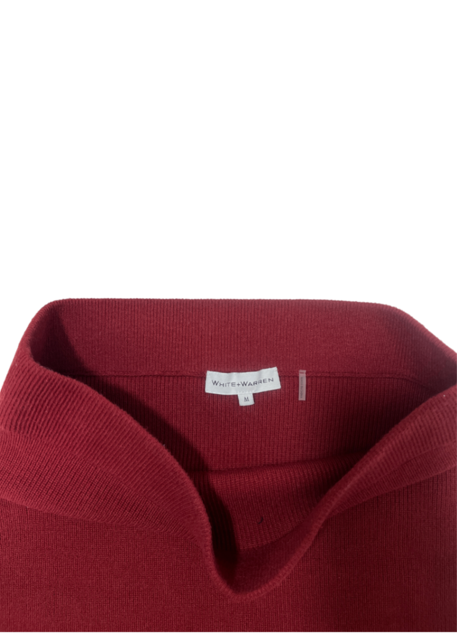 Cotton Silk Ribbed Pencil Skirt Deep Red / Size M