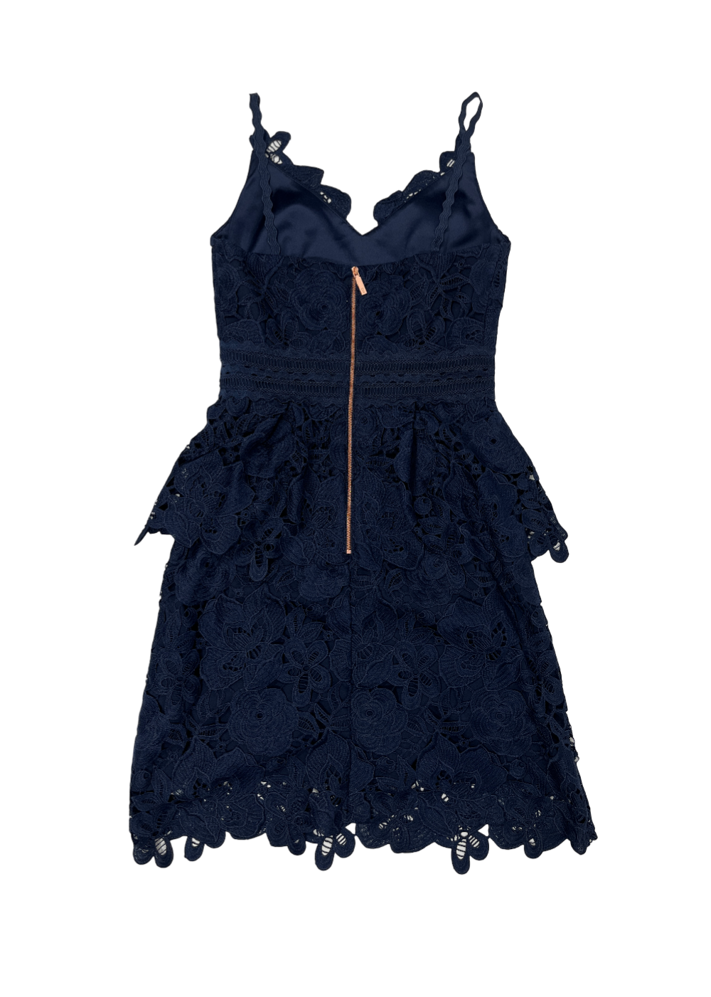 'Nadiie' Lace Peplum Dress Navy / Size 1 (S)