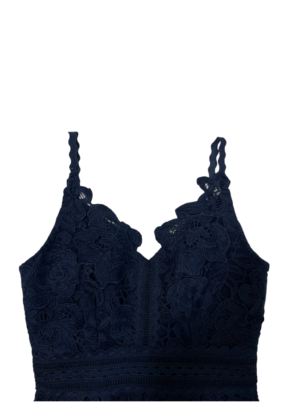 'Nadiie' Lace Peplum Dress Navy / Size 1 (S)
