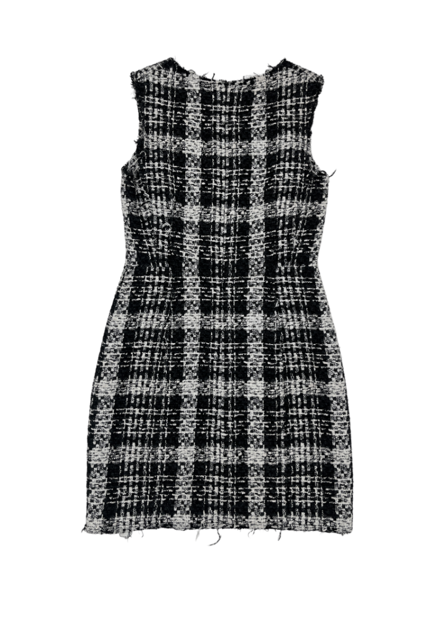 Sculpt U-Neck Black/White Tweed Dress / Size 4