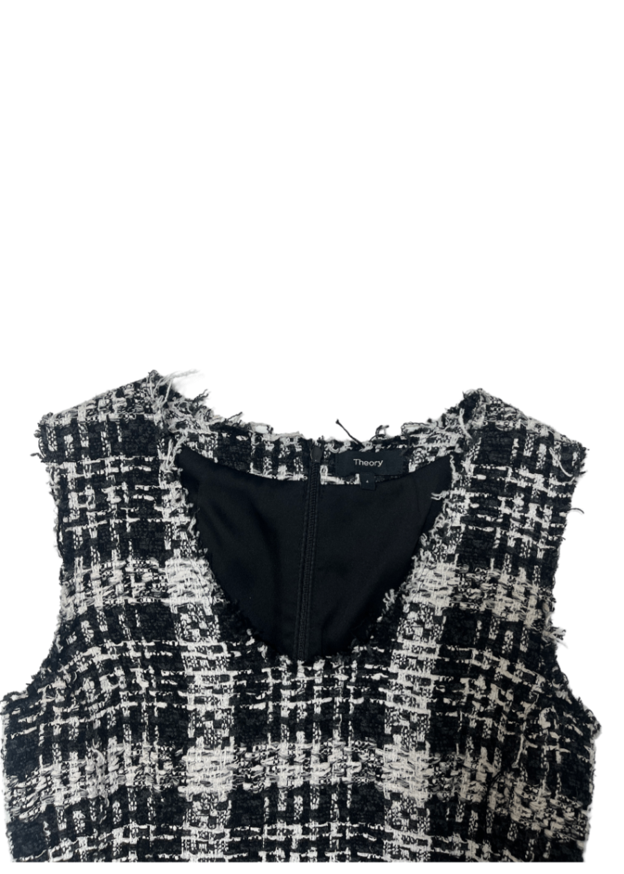 Sculpt U-Neck Black/White Tweed Dress / Size 4
