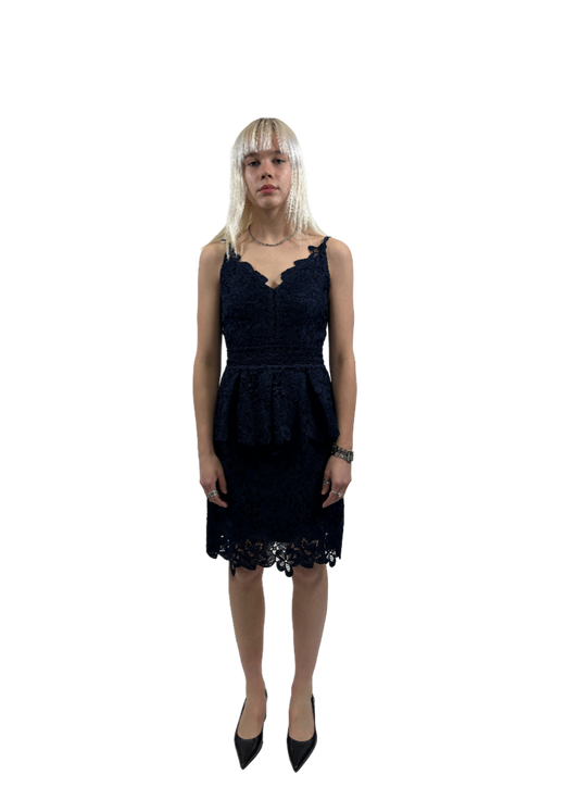 'Nadiie' Lace Peplum Dress Navy / Size 1 (S)