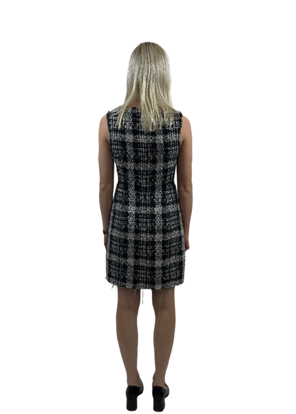 Sculpt U-Neck Black/White Tweed Dress / Size 4