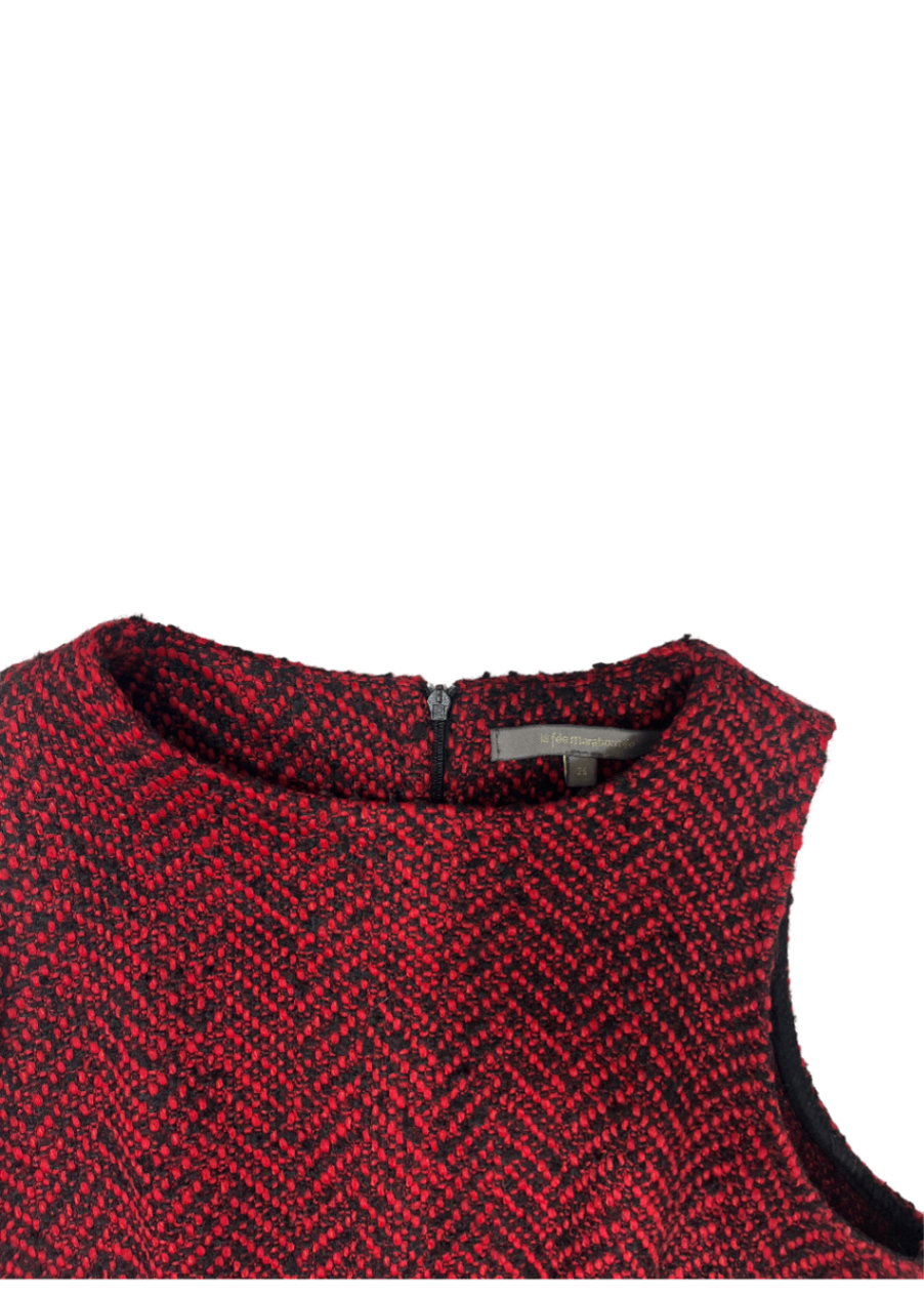 Red Tweed Dress / Size 36