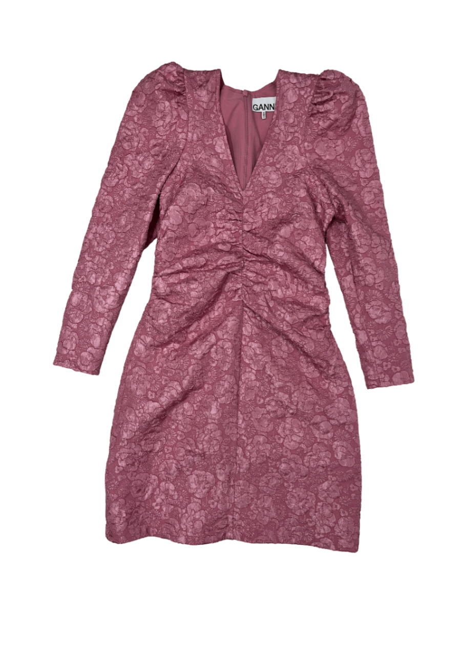 Stretch Jacquard V-Neck Mini Dress / Size 36