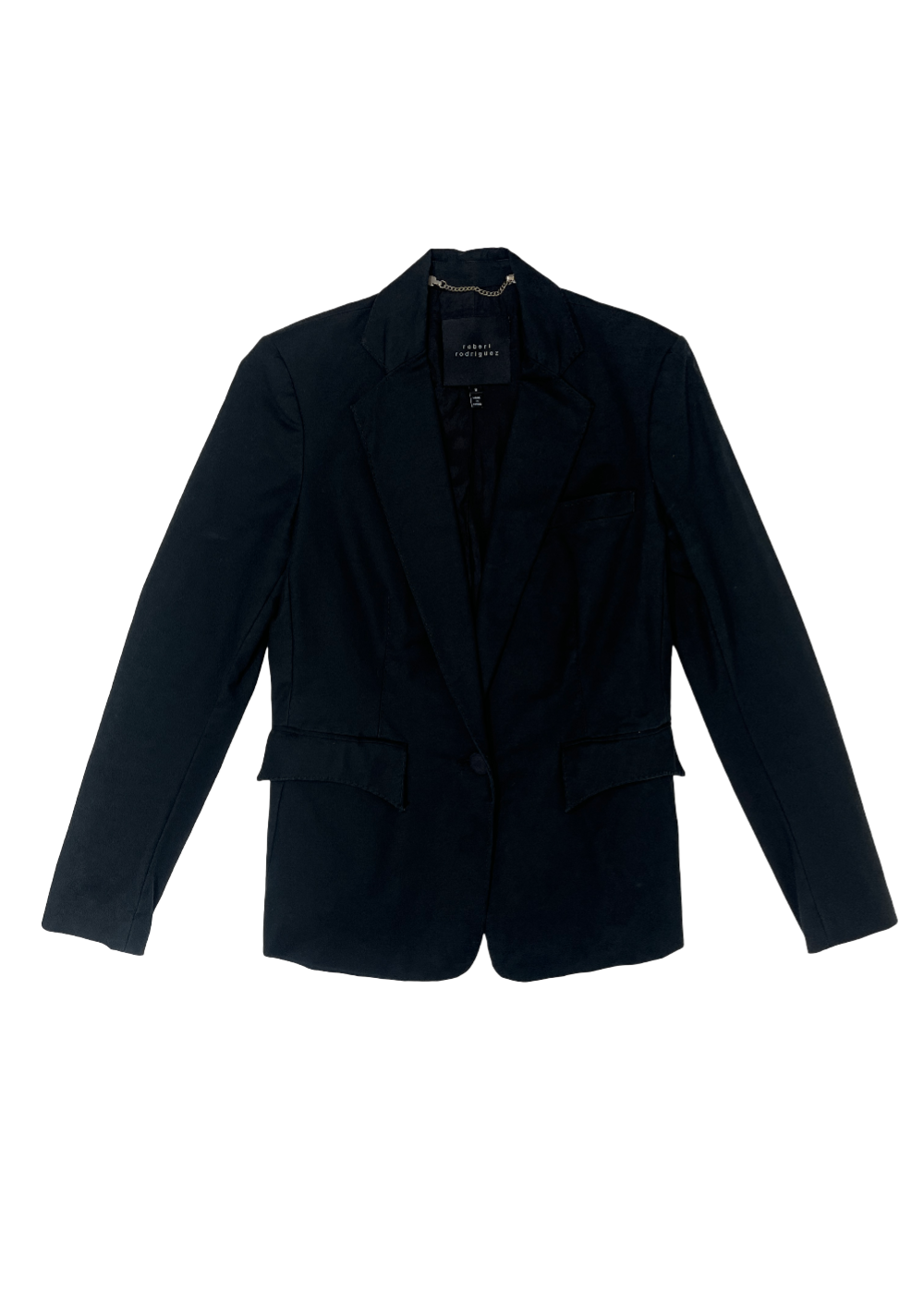 Black Cotton Stretch Blazer / Size 6
