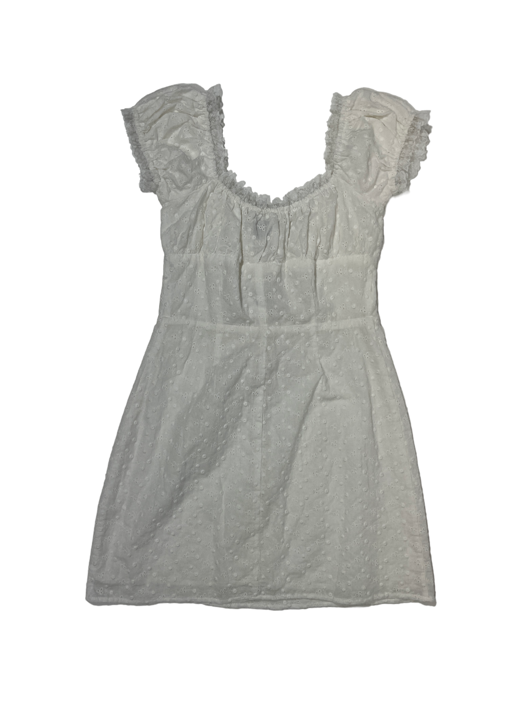 White Cotton Eyelet Mini Dress / Size M